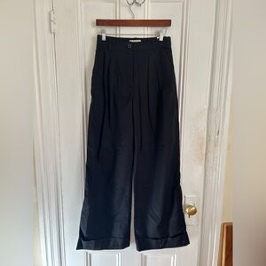 NWT Abercrombie & Fitch Womens Black Cotton Wide Leg Dress Pants Size Small